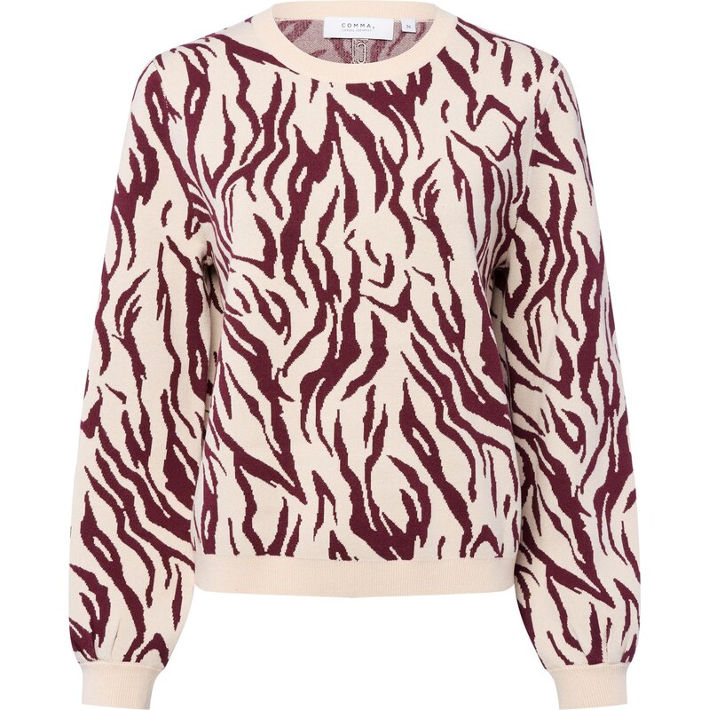 COMMA Sveter béžová / vínovo červená 65922200