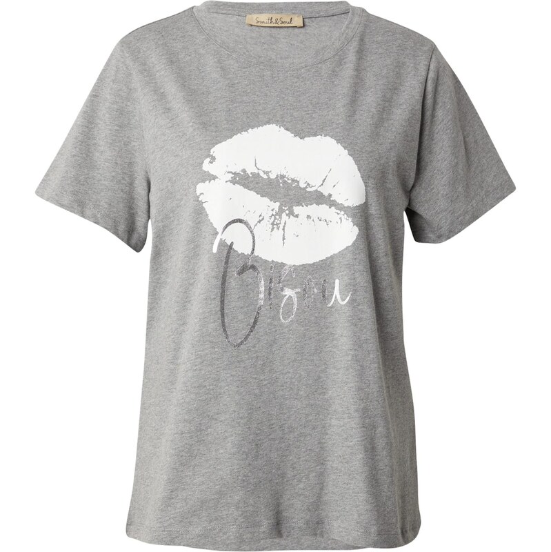 Smith&Soul Tričko sivá melírovaná / strieborná / biela 66010061
