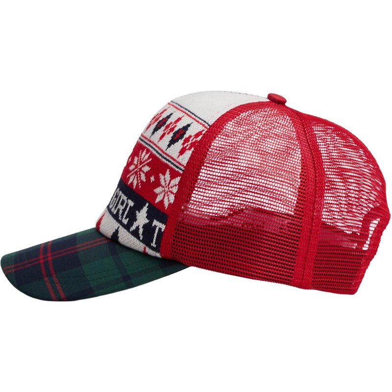 Tommy Jeans Čiapka jedľová / tmavozelená / jasne červená 65923052