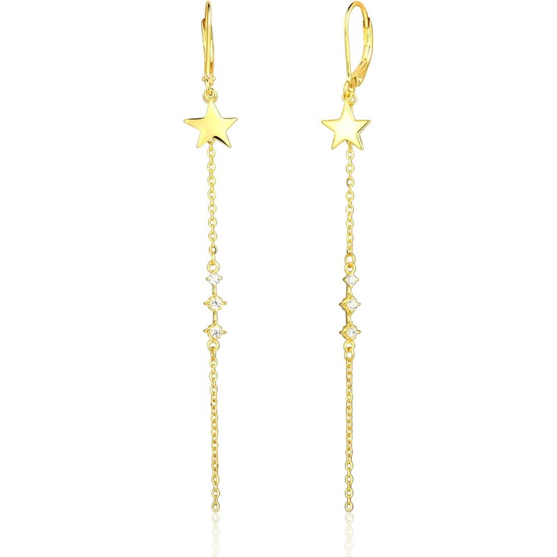 JVD Pozlátené visiace náušnice Hviezdičky SVLE1909XE9GO00 66593472