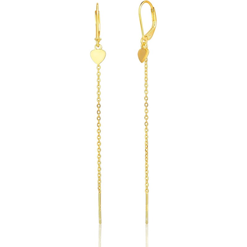 JVD Dlhé pozlátené visiace náušnice so srdiečkami SVLE1917XE9GO00 66595454