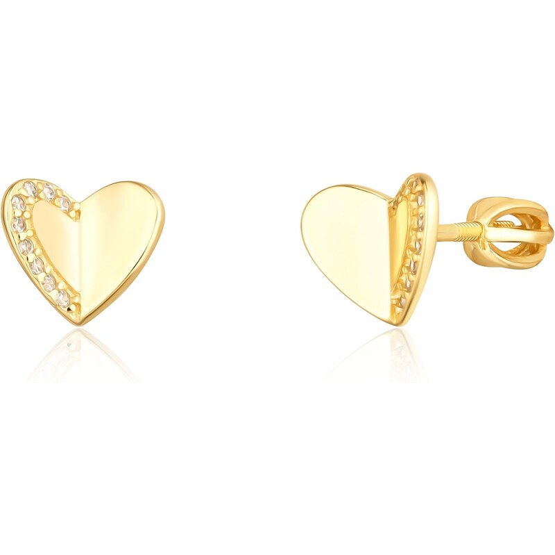 JVD Pozlátené srdiečkové náušnice so zirkónmi SVLE1739XH2GOSR 66586304