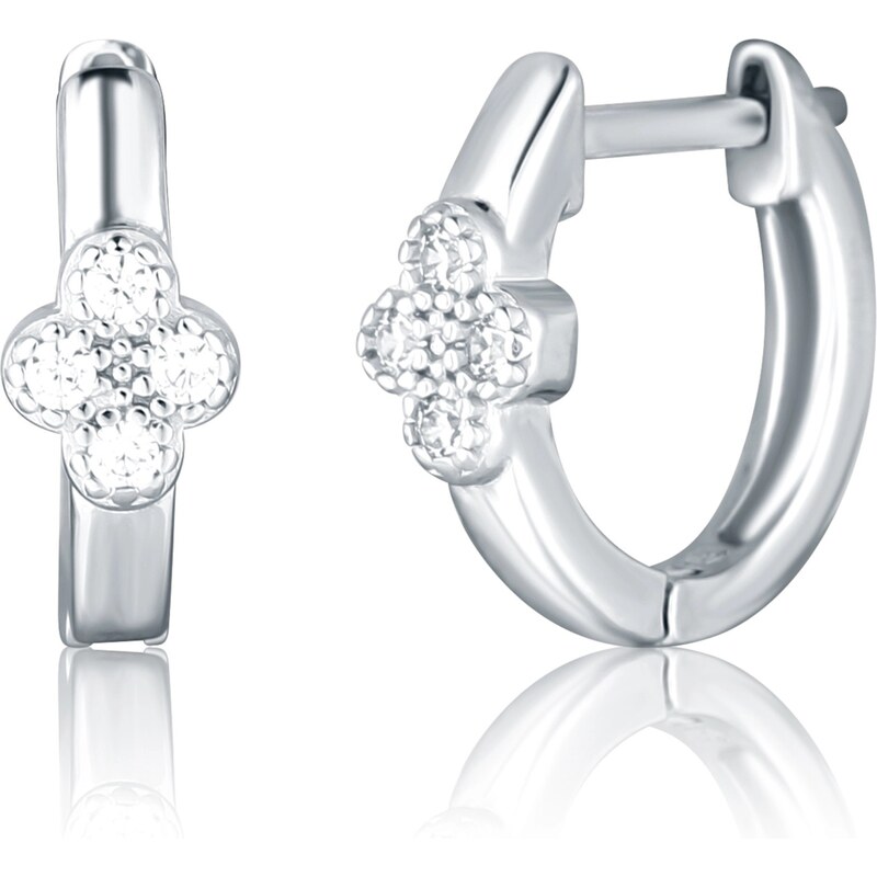 JVD Strieborné kruhy so zirkónmi Štvorlístok SVLE2960X61BI00 66578372