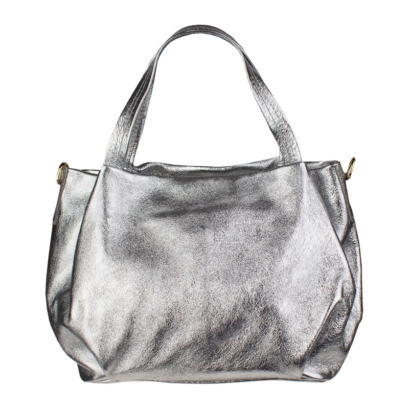 Strieborná kožená talianska crossbody kabelka Tea Lucida Argento 11399909