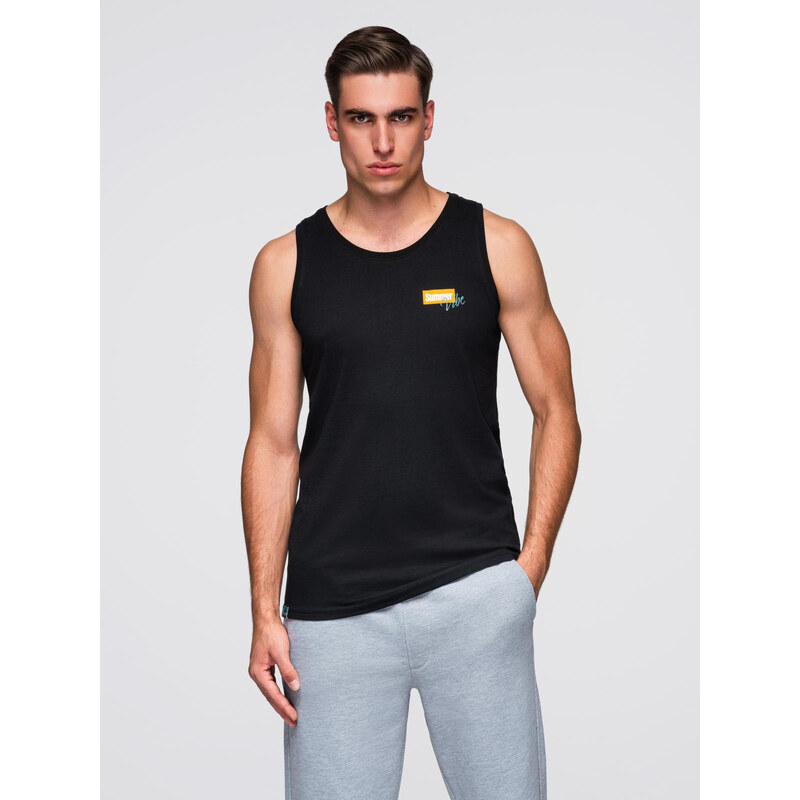 Ombre Mens Summer Vibe printed cotton tank top - black 57758255