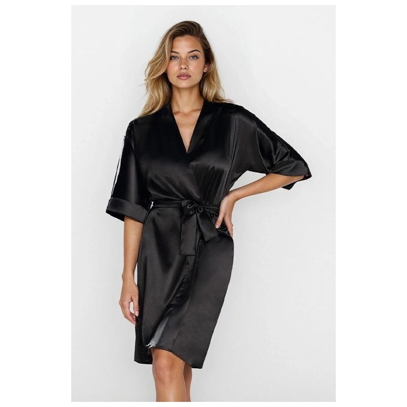 DKaren Saténový dámsky župan 100 čierny 33091270