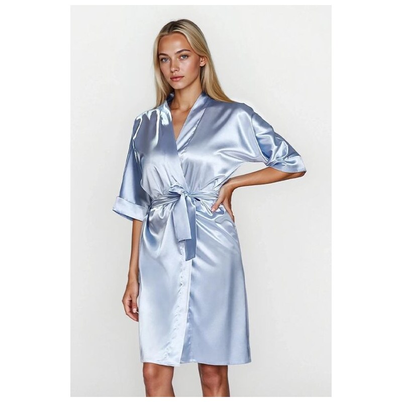 DKaren Saténový župan 100 svetle modrý 33132183