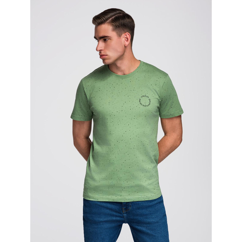 Ombre Mens printed cotton t-shirt with round neckline - green 64793437