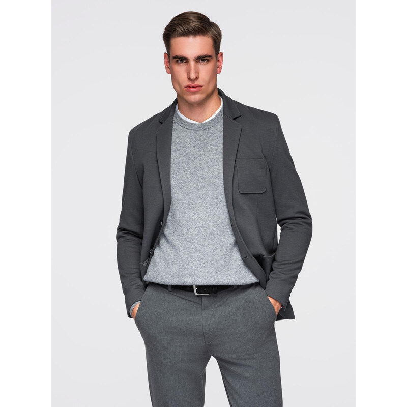 Ombre Mens SLIM knit jacket with subtle texture - graphite 64979390