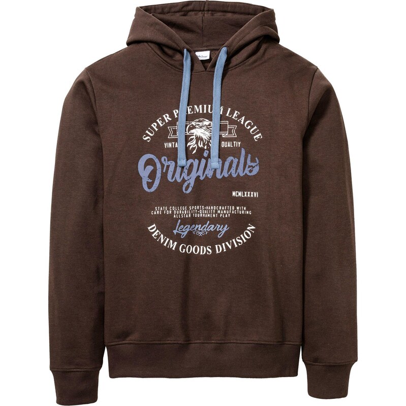 bonprix Mikina s kapucňou s komfortným strihom, farba hnedá 45574643