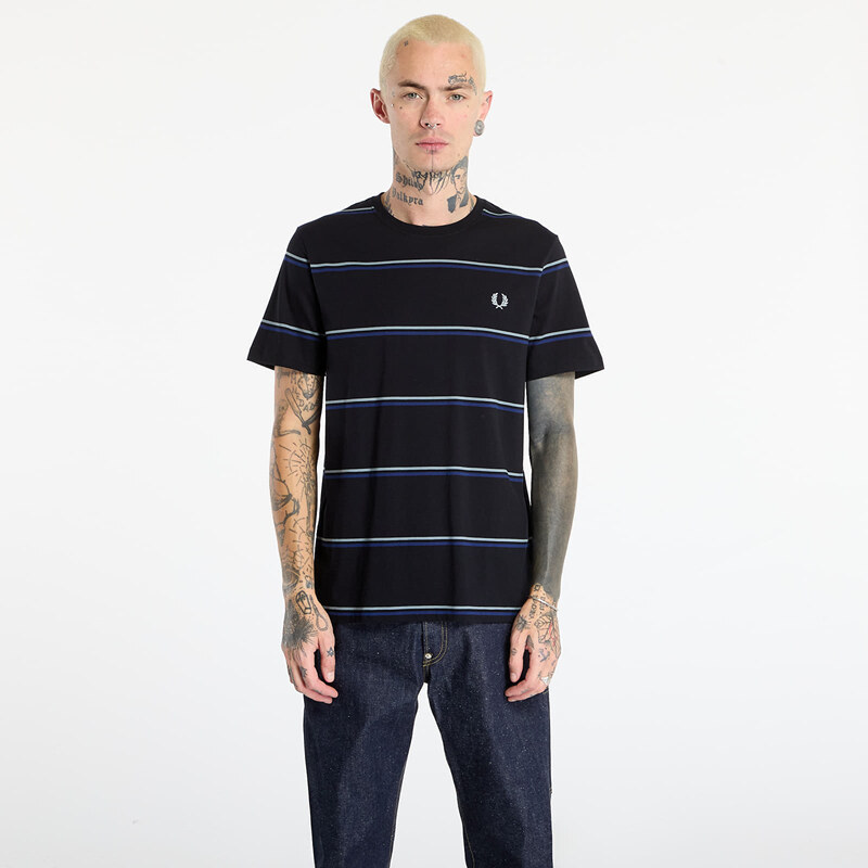 Tričko FRED PERRY Fine Stripe T-Shirt Black XL 65931478