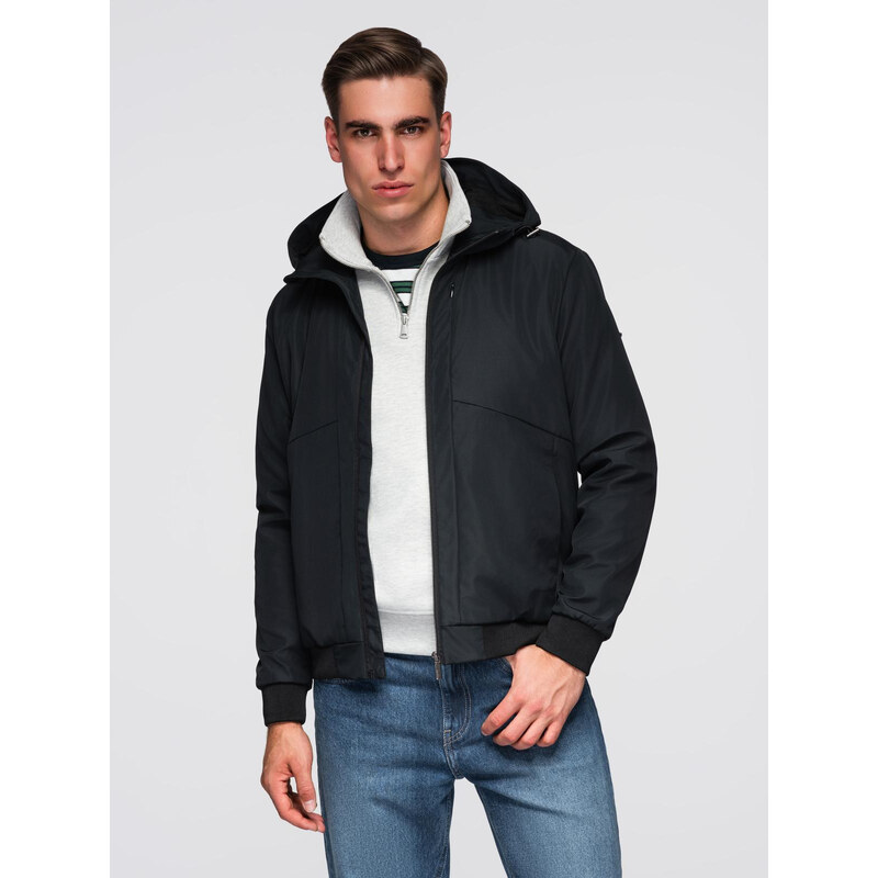 Ombre Mens lightweight jacket with mesh lining and hood - black 64782410