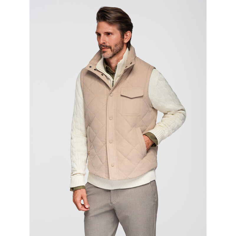 Ombre Mens peach effect quilted vest - beige 65970377