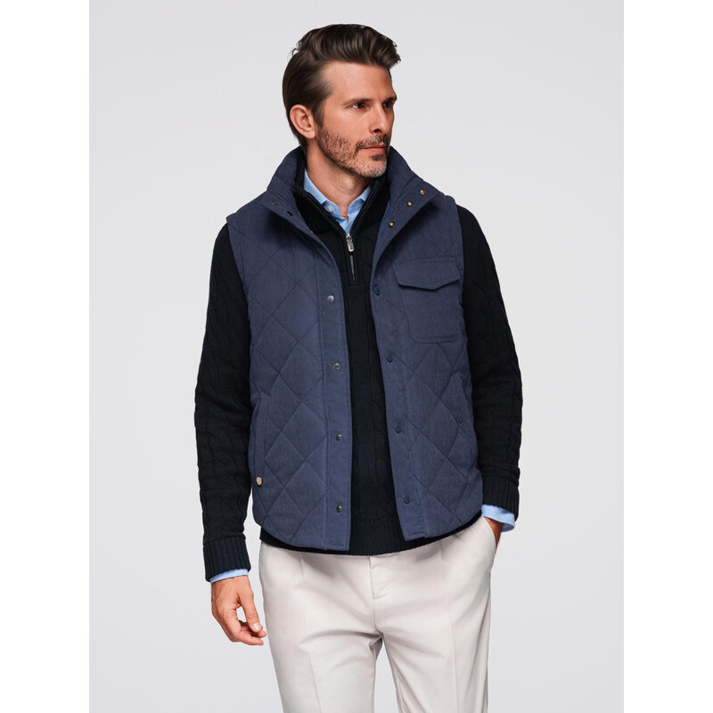 Ombre Mens peach effect quilted sleeveless jacket - navy blue 65974672