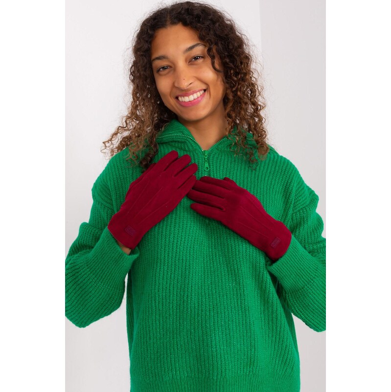 MladaModa Teplé dotykové rukavice model 50290 bordové 65954245