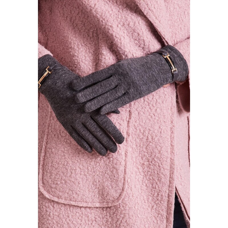 MladaModa Klasické dotykové rukavice s ozdobnou prackou model 202122 65954252