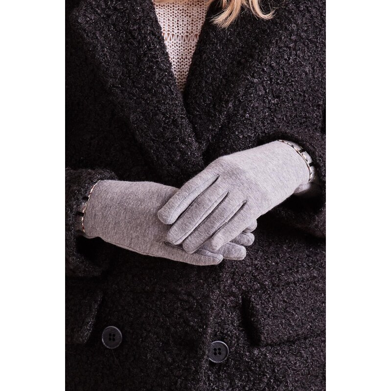 MladaModa Klasické dotykové rukavice s ozdobnou prackou model 202122 65954253