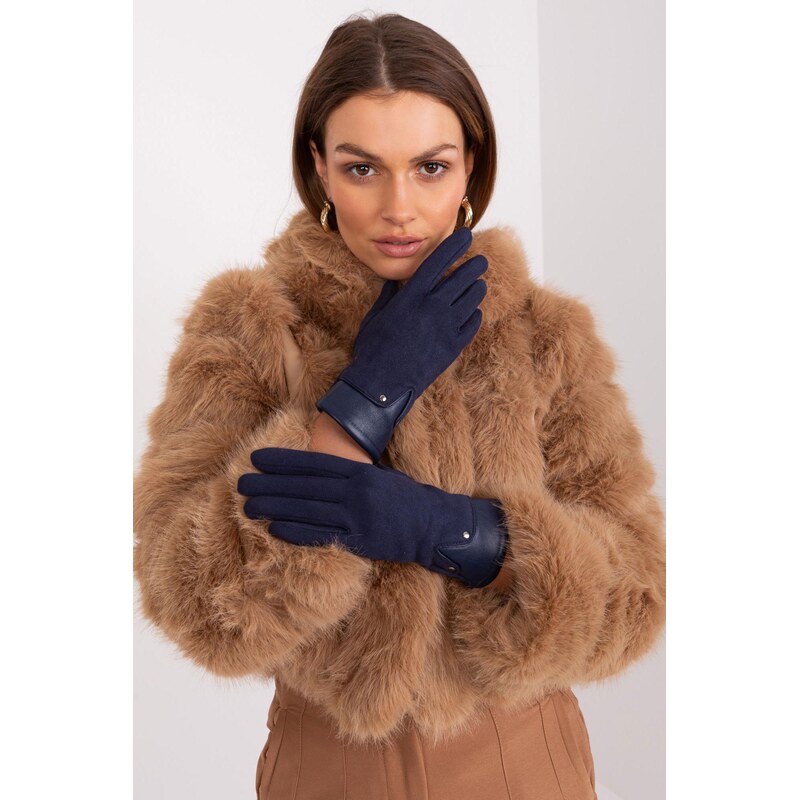 MladaModa Elegantné dotykové rukavice model 50726 farba námornícka 65954284