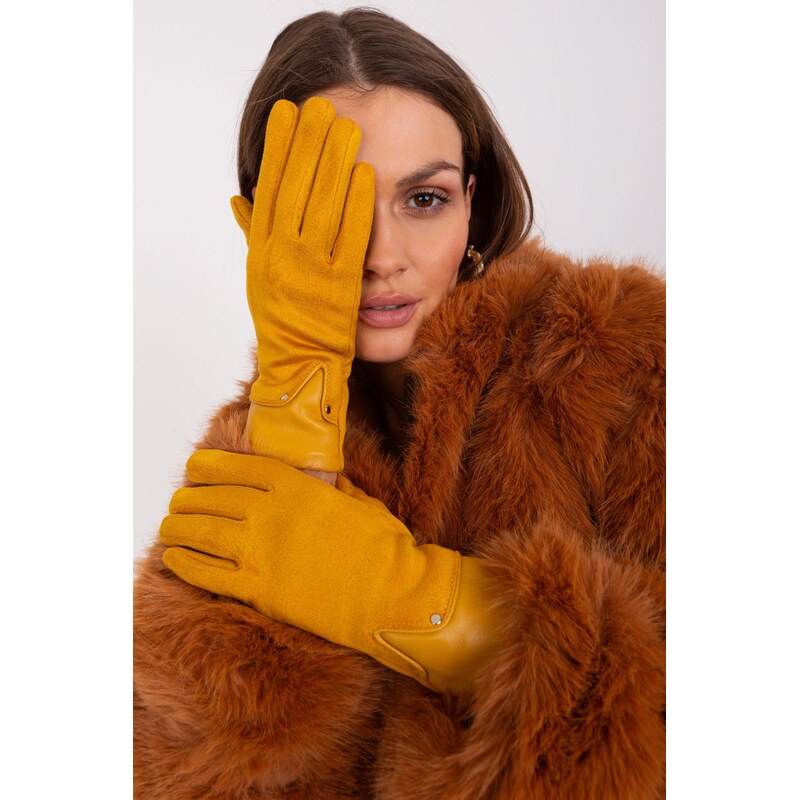 MladaModa Elegantné dotykové rukavice model 50726 horčicové 65954288