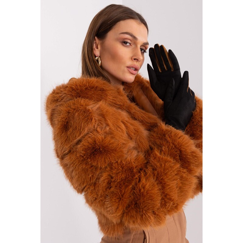 MladaModa Elegantné dvojfarebné dotykové rukavice model 60125 čierne 65954371