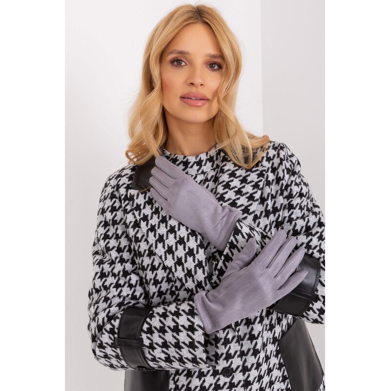 MladaModa Teplé dotykové rukavice model 37095 šedé 65954384
