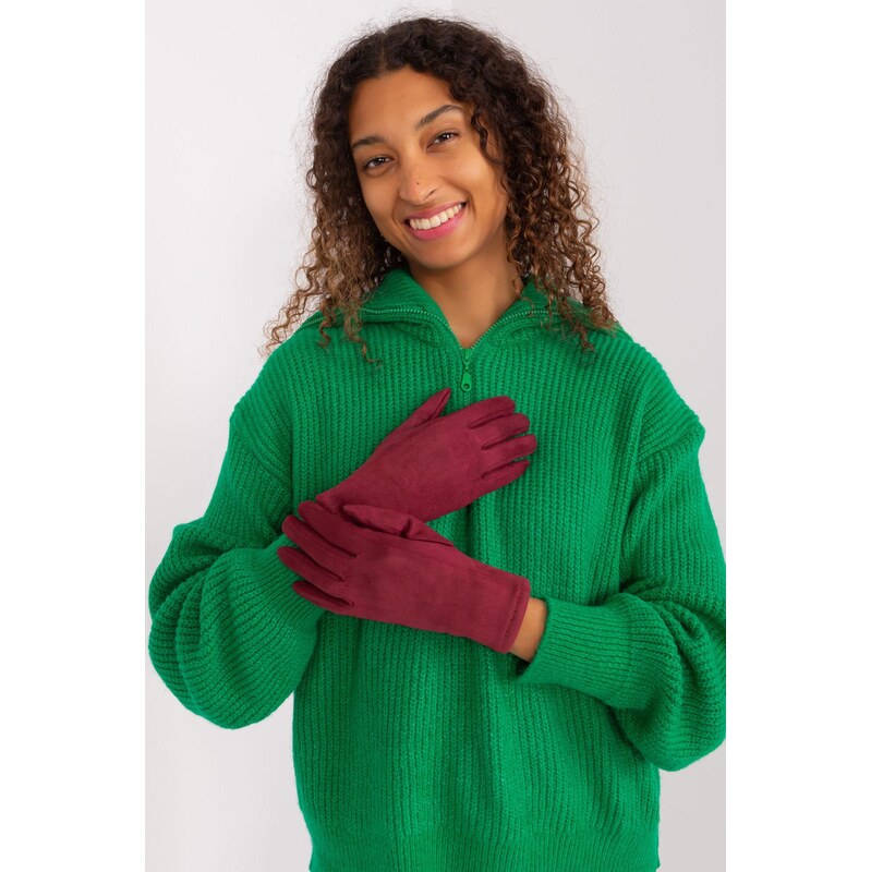 MladaModa Teplé dotykové rukavice model 37095 bordové 65954390