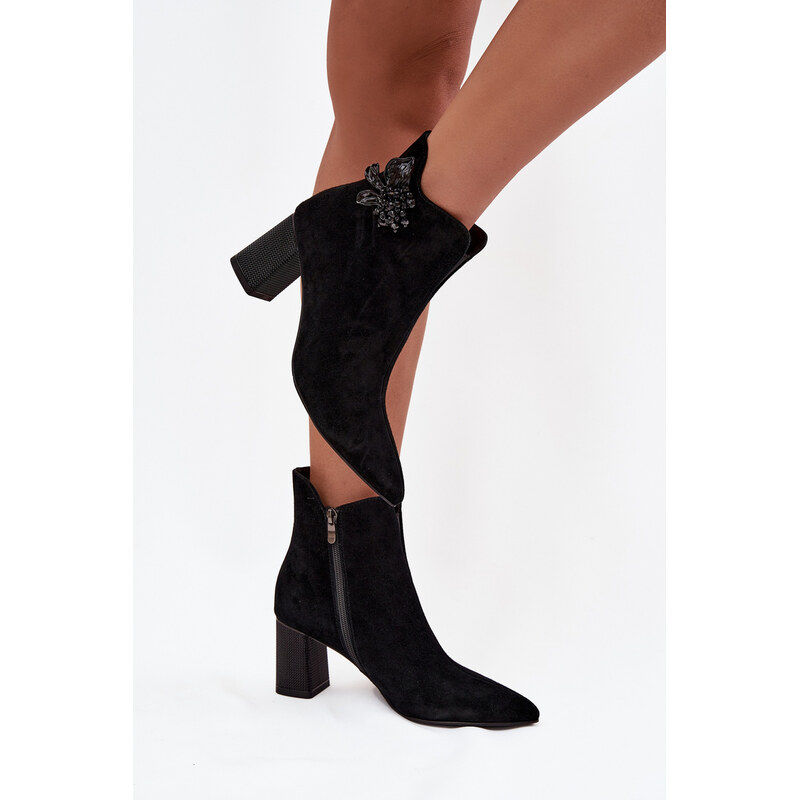 D&A Semišové členkové topánky s ozdobou 66473107