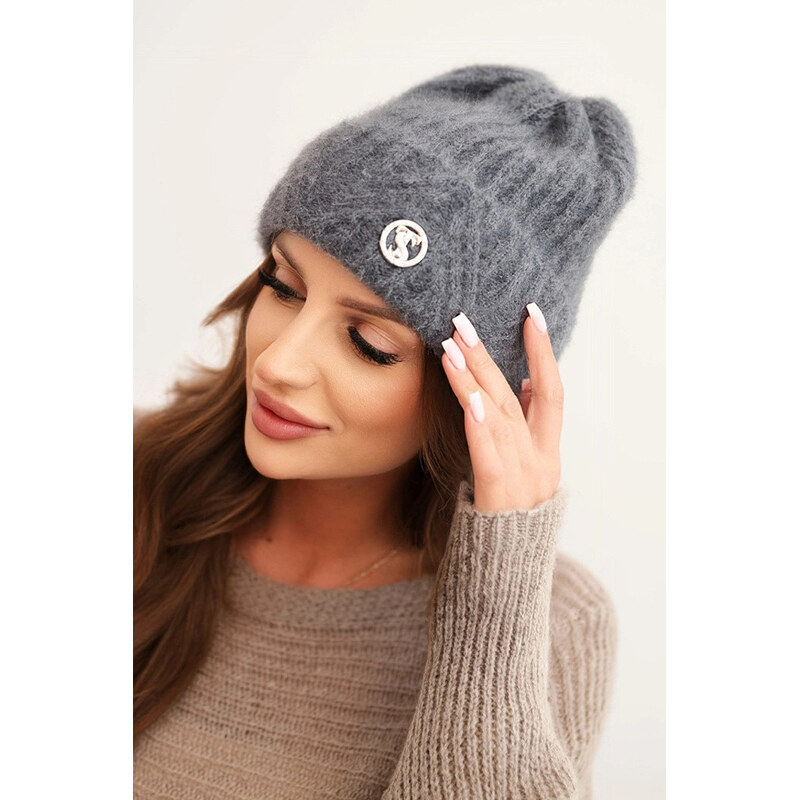 K-Fashion Dámska zimná čiapka z nadýchanej pleteniny a s elegantným 65955599