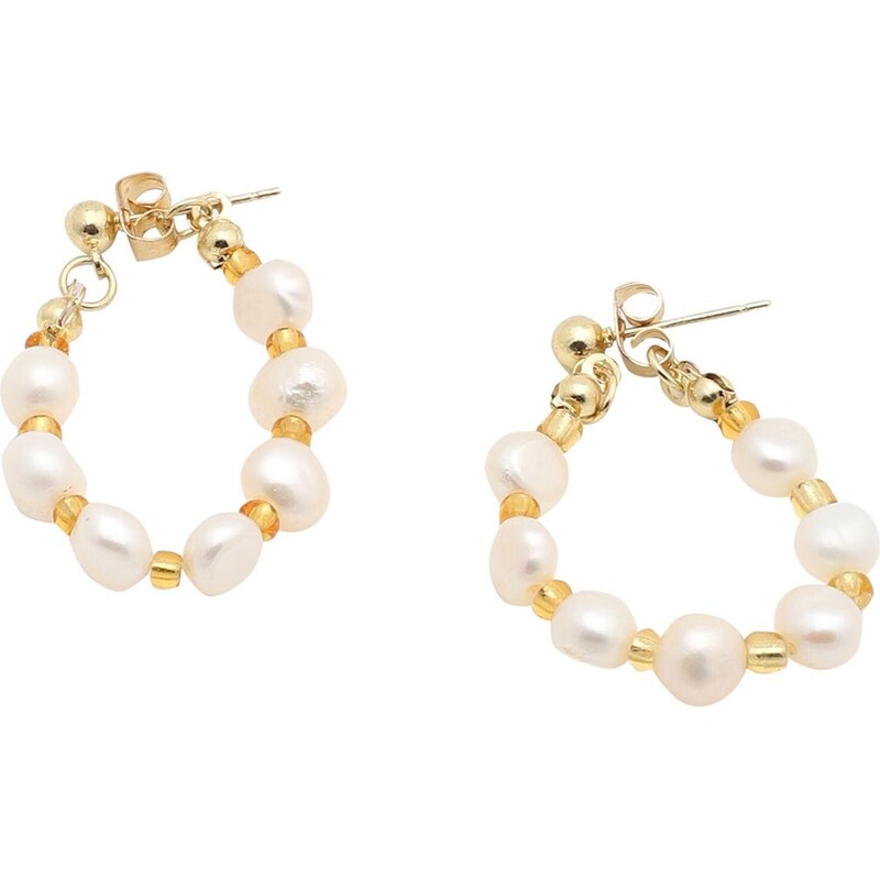 SOHI Náušnice Belphoebe zlatá / biela 65966378