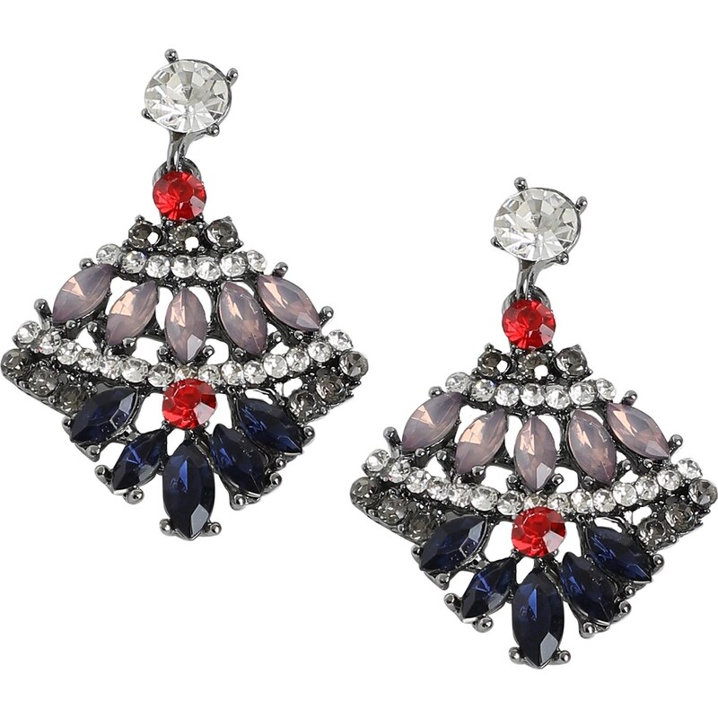 SOHI Náušnice tmavomodrá / sivá / červená / priehľadná 65966368