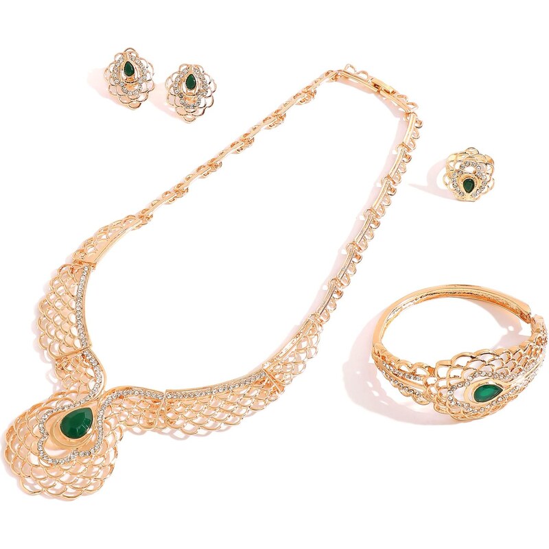 SOHI Sada šperkov Mariana zlatá / zelená 65966370