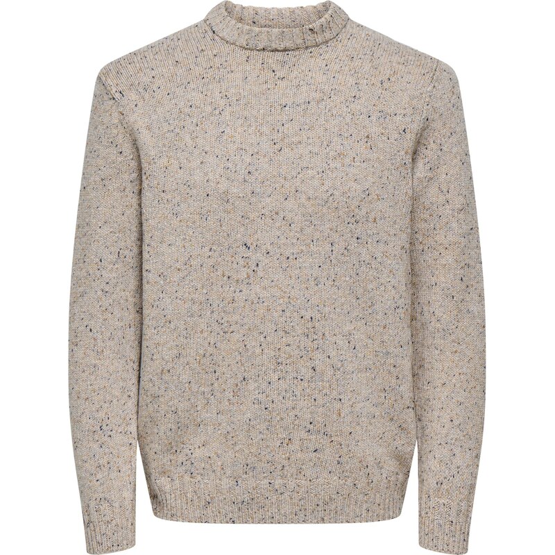 Only & Sons Sveter ONSBIRKY tmavobéžová / svetlosivá 65967317