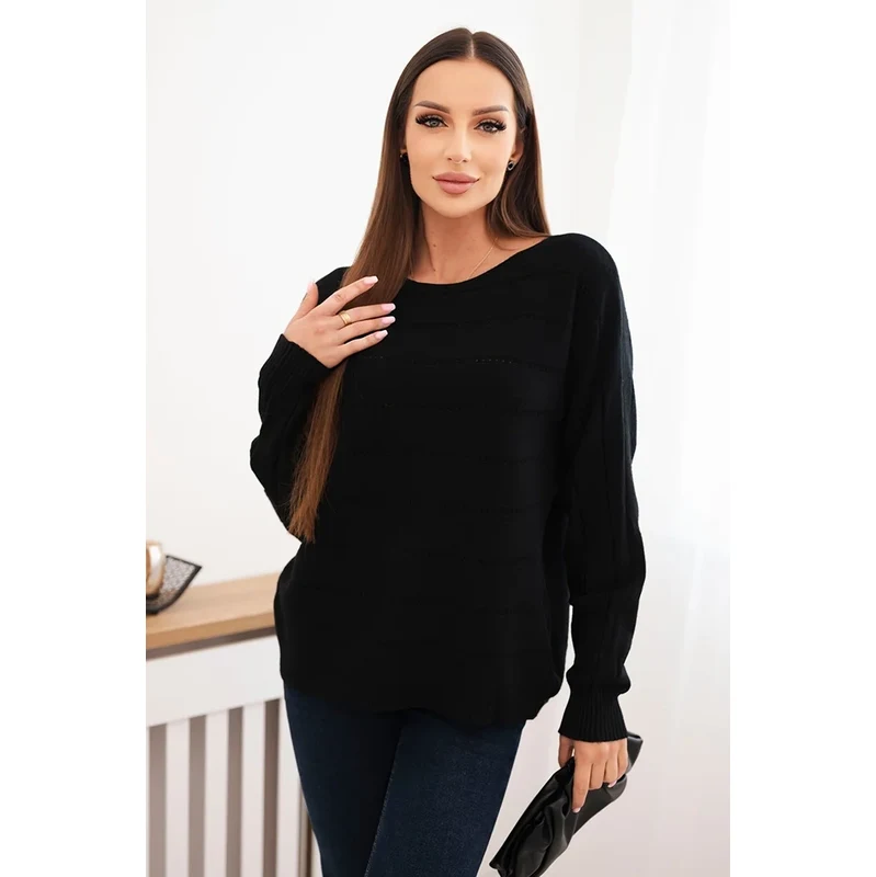 Kesi Włoski Dámsky viskózový sveter s čipkovaným vzorom a dlhým 65960376