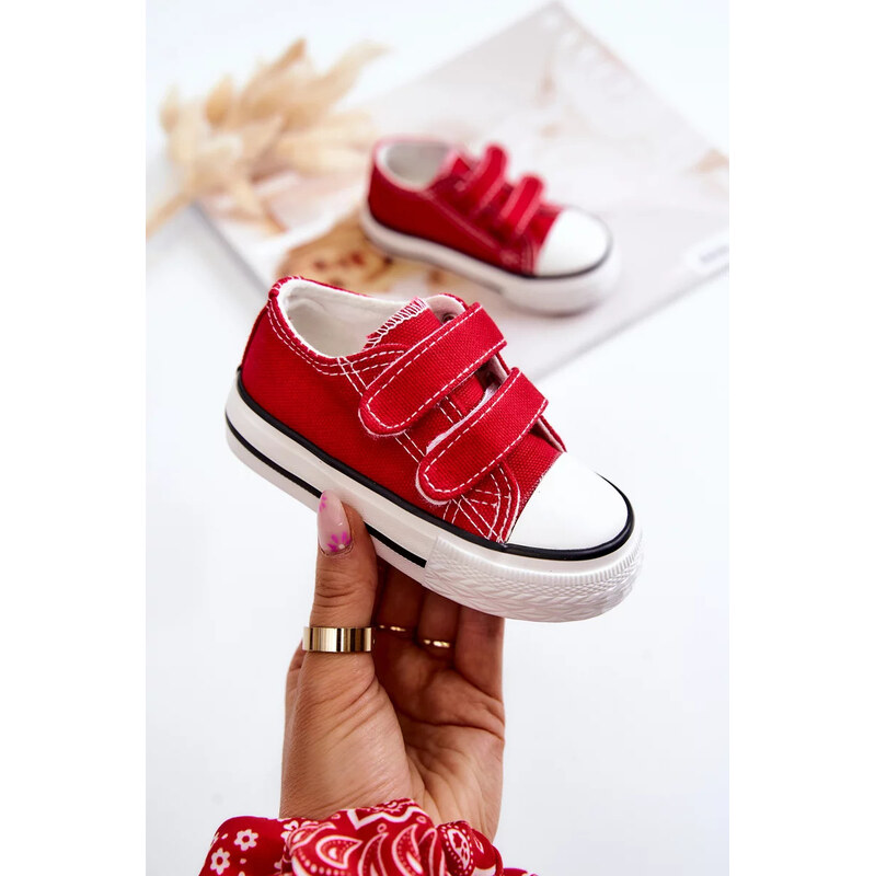 Kesi Dětské tenisky na suchý zip červený Bernie 55727155