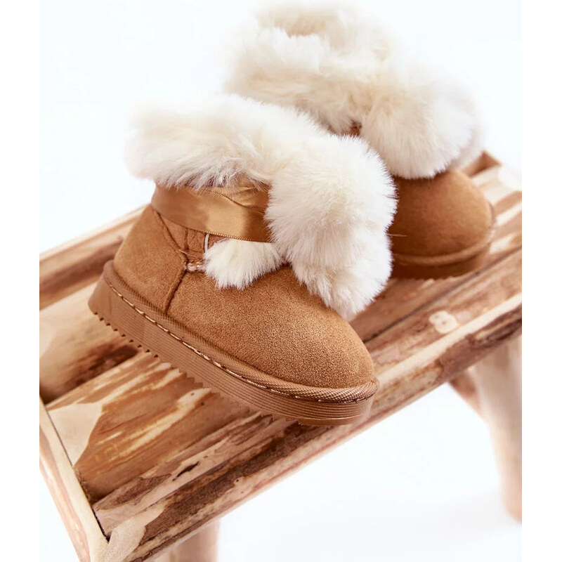 Kesi Dětské mládežnické teplé sněhule Hnědá a bílá Roofy 55677810