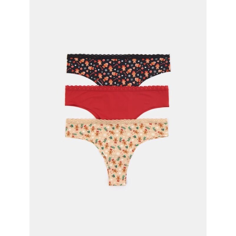 Sinsay - Súprava 3 brazílskych nohavičiek - viacfarebná 65972499