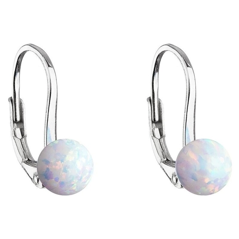 Evolution Group Pôvabné strieborné náušnice s bielym syntetickým 66596090