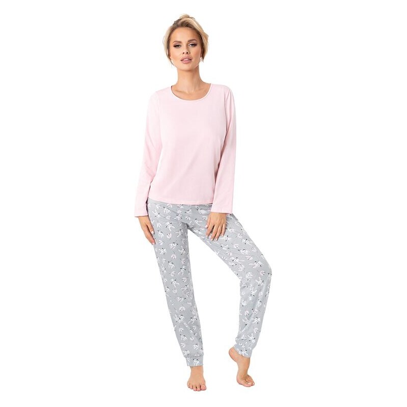 Donna Dámske bavlnené pyžamo Bunny dlhé ružové 65971016