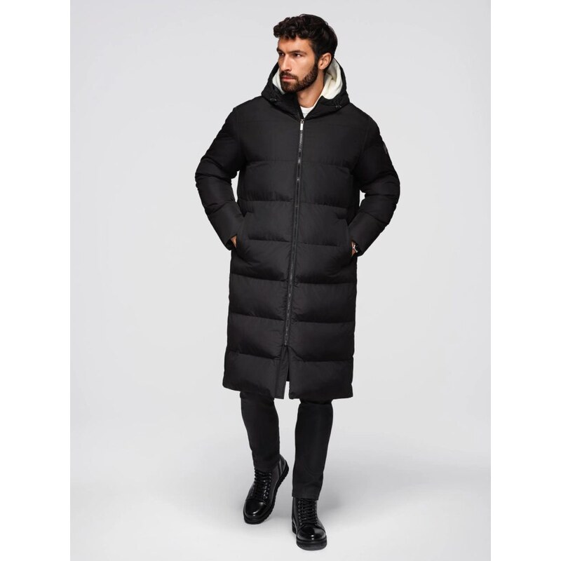 Ombre Clothing Atraktívna prešívaná čierna pánska parka V1 JALJ-0269 65971036