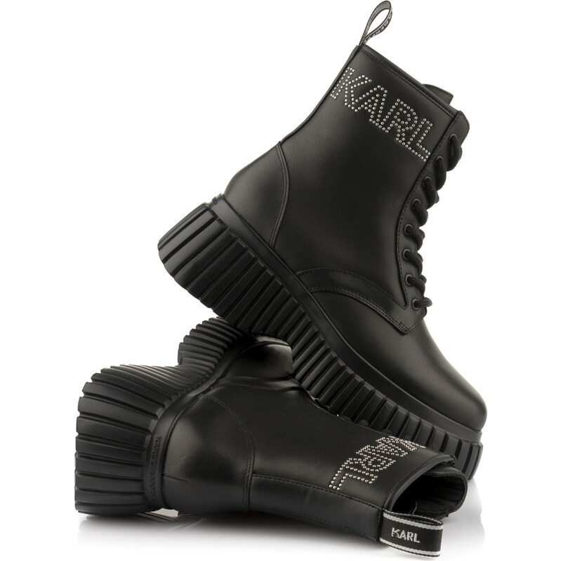 ČLENKOVÁ OBUV KARL LAGERFELD KREEPER WEDGE MICRO STUDS LACE BOOT 67047568