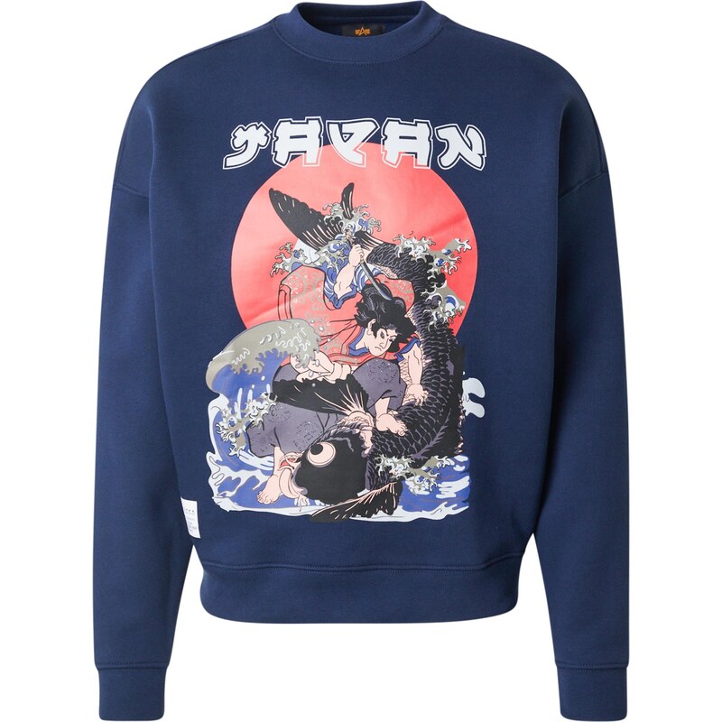 ALPHA INDUSTRIES Mikina Japan Warrior námornícka modrá / sivá / 65992417