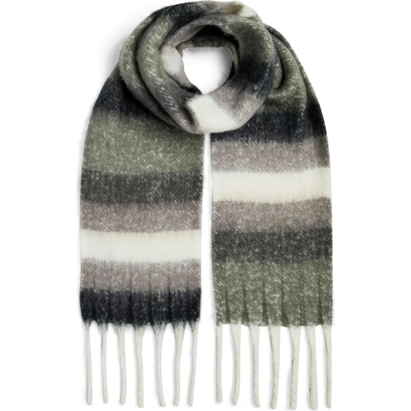 PIECES Šál PCLULU tmavošedá / olivová / čierna / biela 65980927