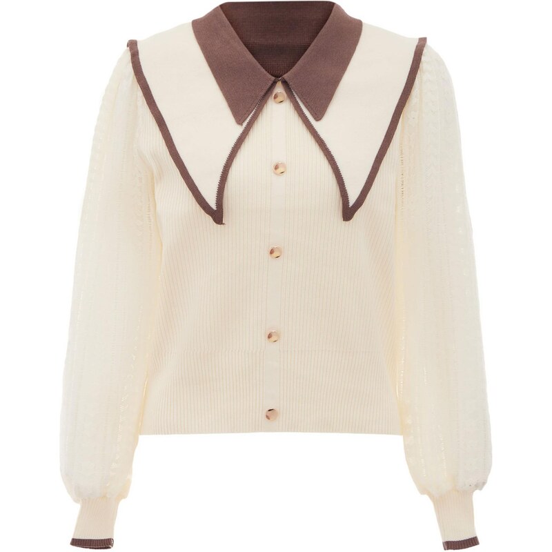 NAEMI Sveter krémová / hnedá 65977871