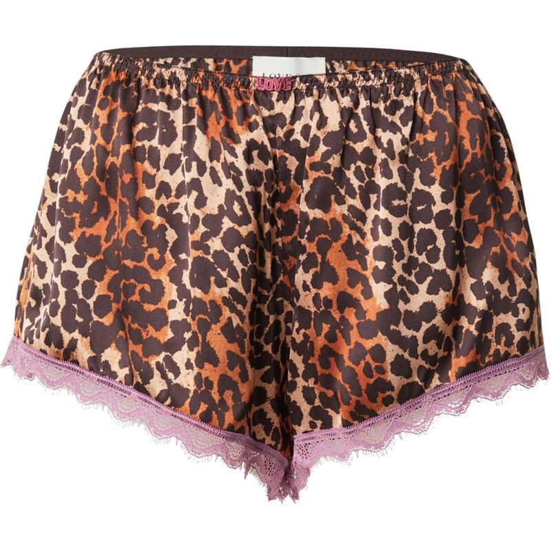 LOVE Stories Pyžamové nohavice Brooke svetlobéžová / hnedá / 65981932