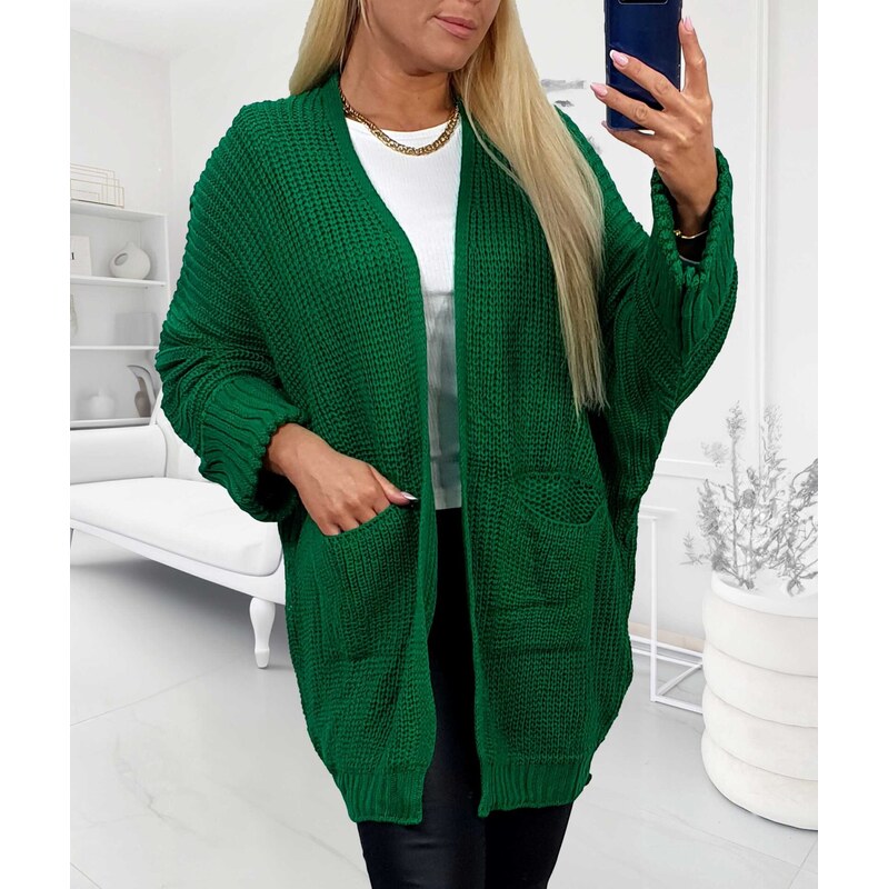 Kardigán s vreckami zelený 65987741