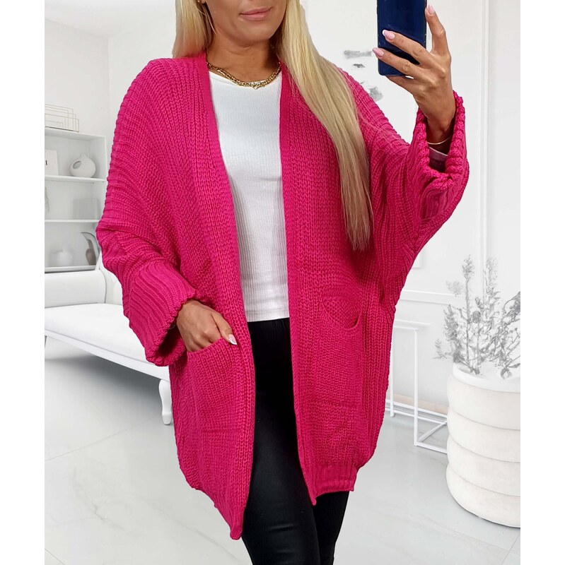 Kardigán s vreckami fuksiový 65987744