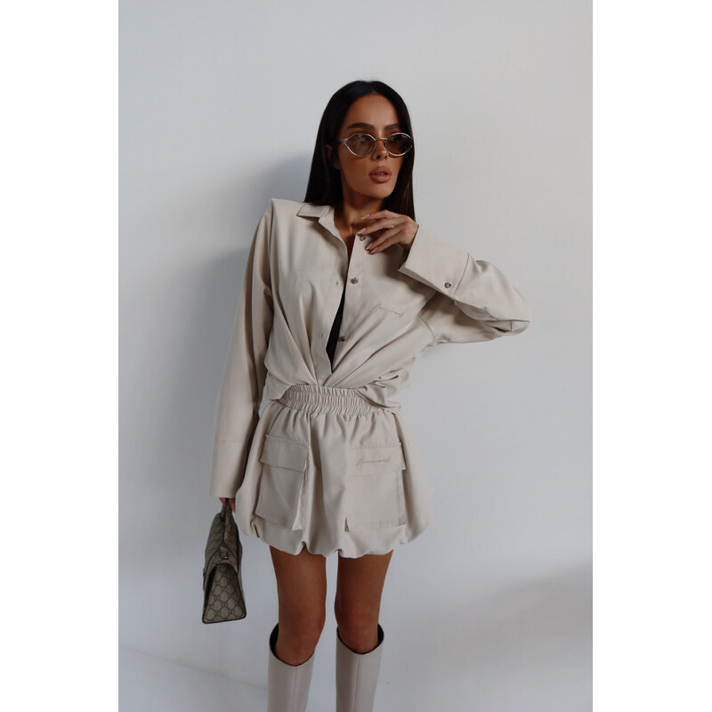 LaManuel Dámska objemná béžová sukňa VELVET 65991534