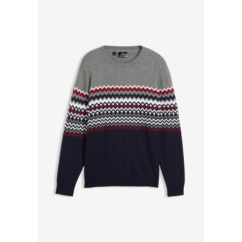 bonprix Nórsky pulóver s bavlnou, farba šedá 44790467