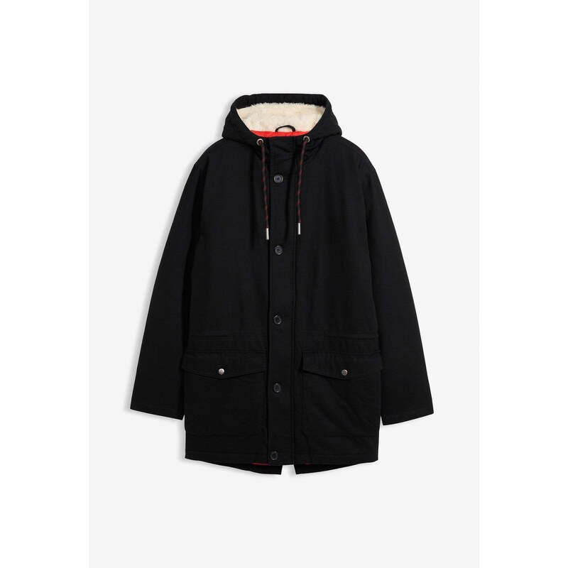 bonprix Parka bunda, zimná s kožušinovou podšívkou, farba čierna 44791358
