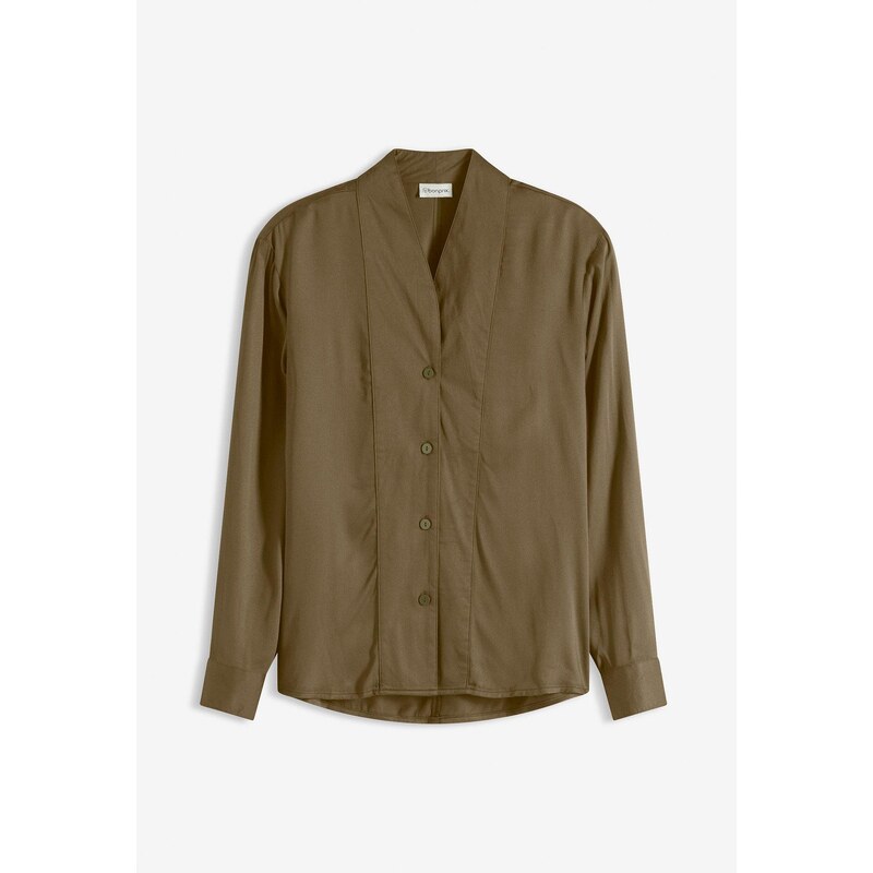 bonprix Košeľová blúzka zo saténu, farba zelená 65806104